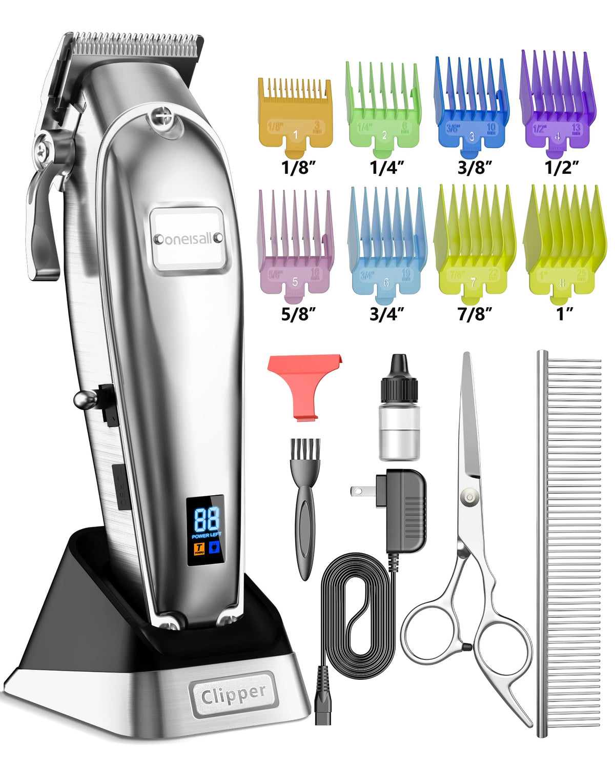 oneisall Dog Grooming Clippers for Thick Heavy Coats,2 Speed Cordless Hair Trimmers with Metal Blade Grooming Kit for Pets Dogs Cats Animals