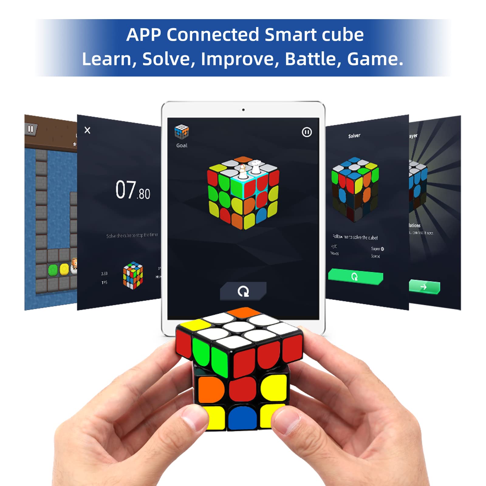 GiiKER Electronic Bluetooth Speed Cube i3s, Real-time Connected STEM Smart Cube 3x3 for All Ages, Companion App Support Online Battle with Cubers Across The Globe, with Exclusive Charger