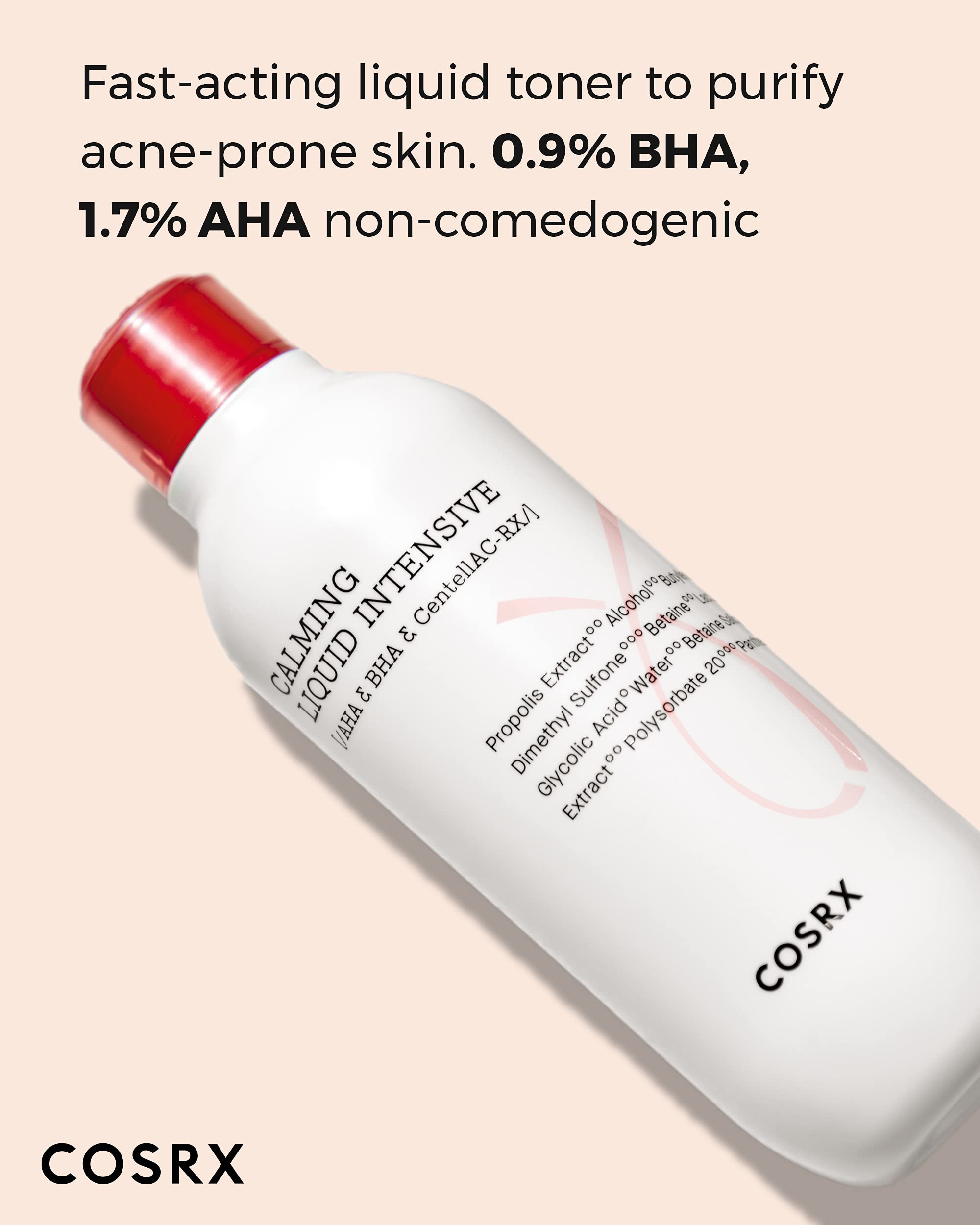 COSRX AC Collection Acne Calming Liquid Intensive, 4.22 fl.oz / 125ml | AHA, BHA Toner for Acne Prone Skin | Animal Testing Free, Parabens Free