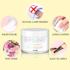 Saviland Clear Acrylic Powder - 30g Professional Acrylic Nail Powder for Acrylic Nails Extension, 3D Nail Art Polymer Powder, No Need Nail Lamp