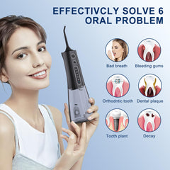 Water Dental Flosser Cordless Teeth Cleaning MOCEL 5 Modes Oral Irrigator 300ML Portable and USB C Cable Rechargeable IPX7 Waterproof Flossing Teeth Pick Irrigation Cleaner for Home Travel (Black)