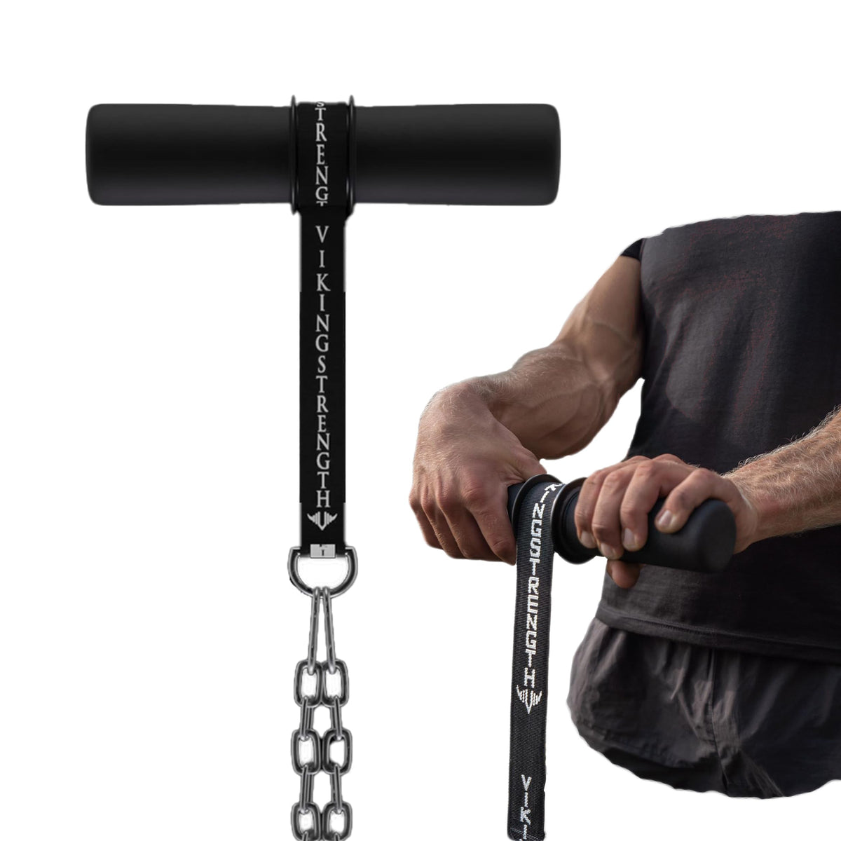 Vikingstrength Forearm Blaster- Thick Handle Forearm strengthener exercise equipment. Thick Wrist Roller for Muscle building and Injury prevention Hand Grip Strength + V-Strength Workout App