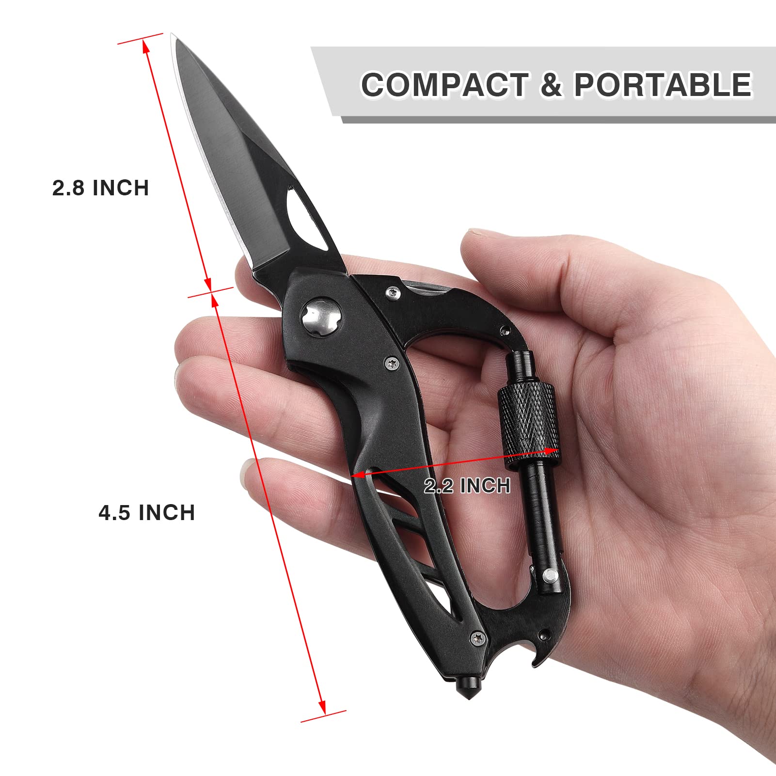 Multitool Carabiner with Pocket Knife & More - EDC Survival Gear