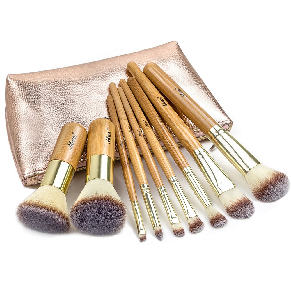 Matto Makeup Brushes 9-Piece Makeup Brush Set Foundation Brush with Travel Makeup Bag