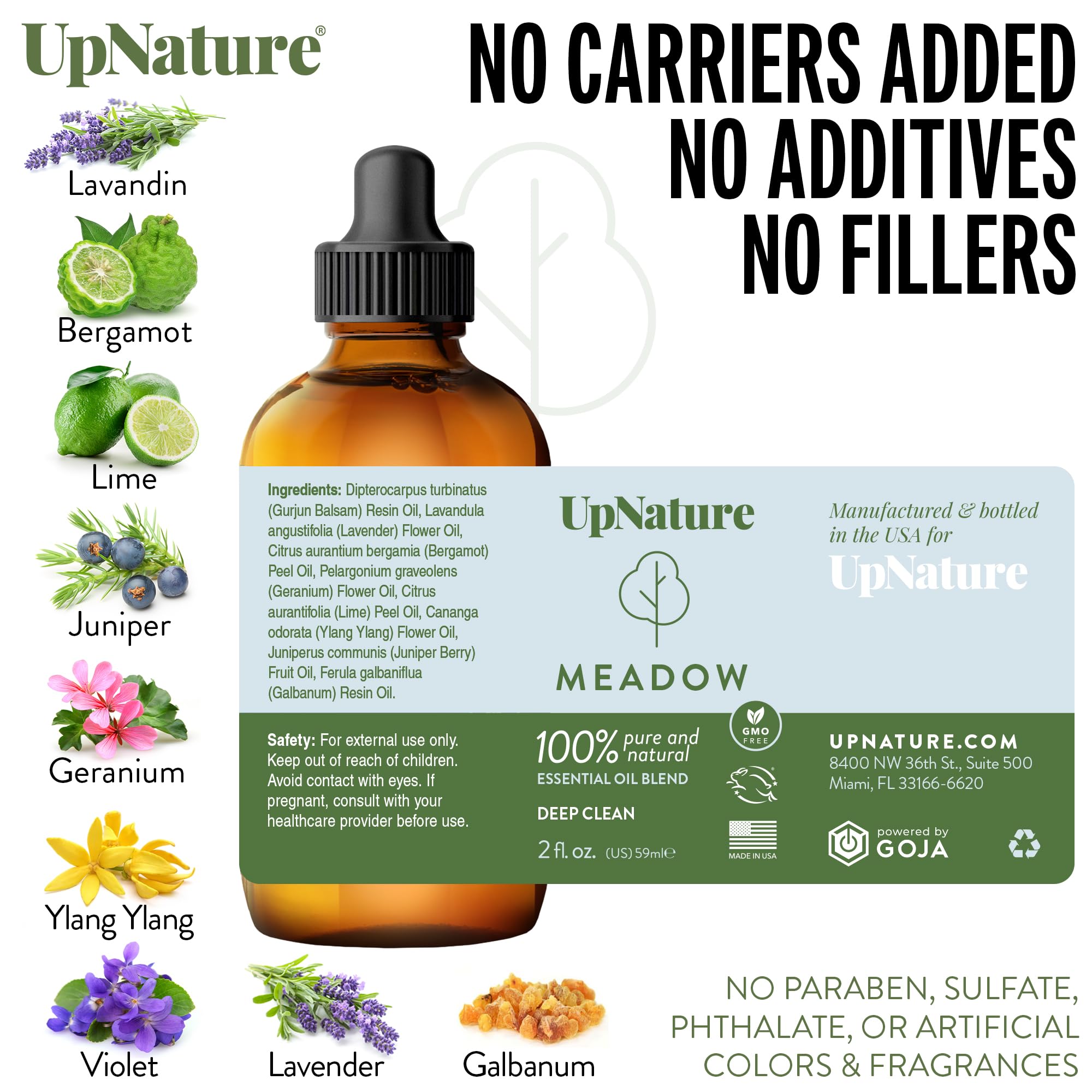 UpNature Meadow Essential Oil Blend - 2oz - Household All Purpose Cleaning Blend, Floral & Fresh Linen Essential Oil with Lavender Essential Oil, Ylang-Ylang Essential Oil & Eucalyptus Essential Oil