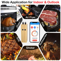 Smart Wireless Meat Thermometer 360FT APP Control Bluetooth Wireless Digital Cooking Thermometer for Grilling and Smoking/BBQ/Oven/Smoker/Air Fryer/Stove (2*Probes)