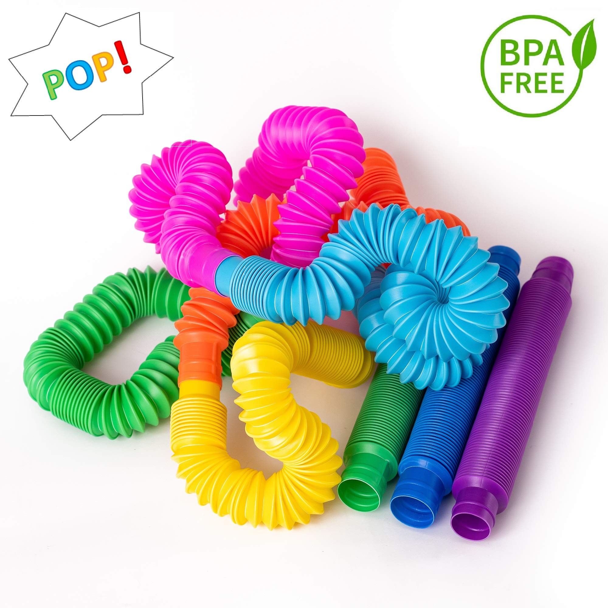 nutty toys 8pk Pop Tubes Sensory Toys (Large) Fine Motor Skills Learning Toddler Toy for Kids, Top ADHD & Autism Fidget 2024, Best Preschool Boy Girl Gifts Idea, Unique Toddler Easter Basket Stuffers