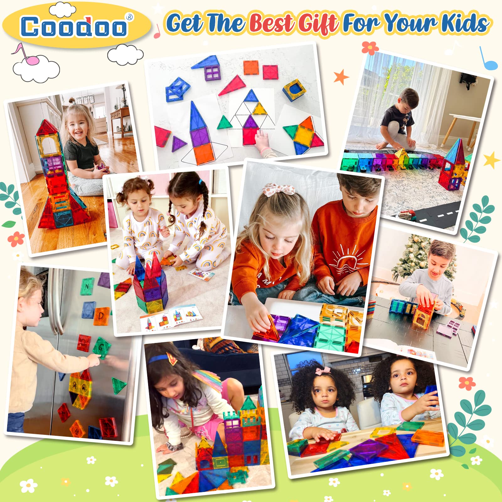 60 PCS Magnetic Building Tiles Kids Toys STEM Magnetic Blocks Sensory Toys Kids Games Magnet Building Toys for Boys and Girls Aged 3+, Kids Brain Development Preschool Kindergarten Toddler Toys