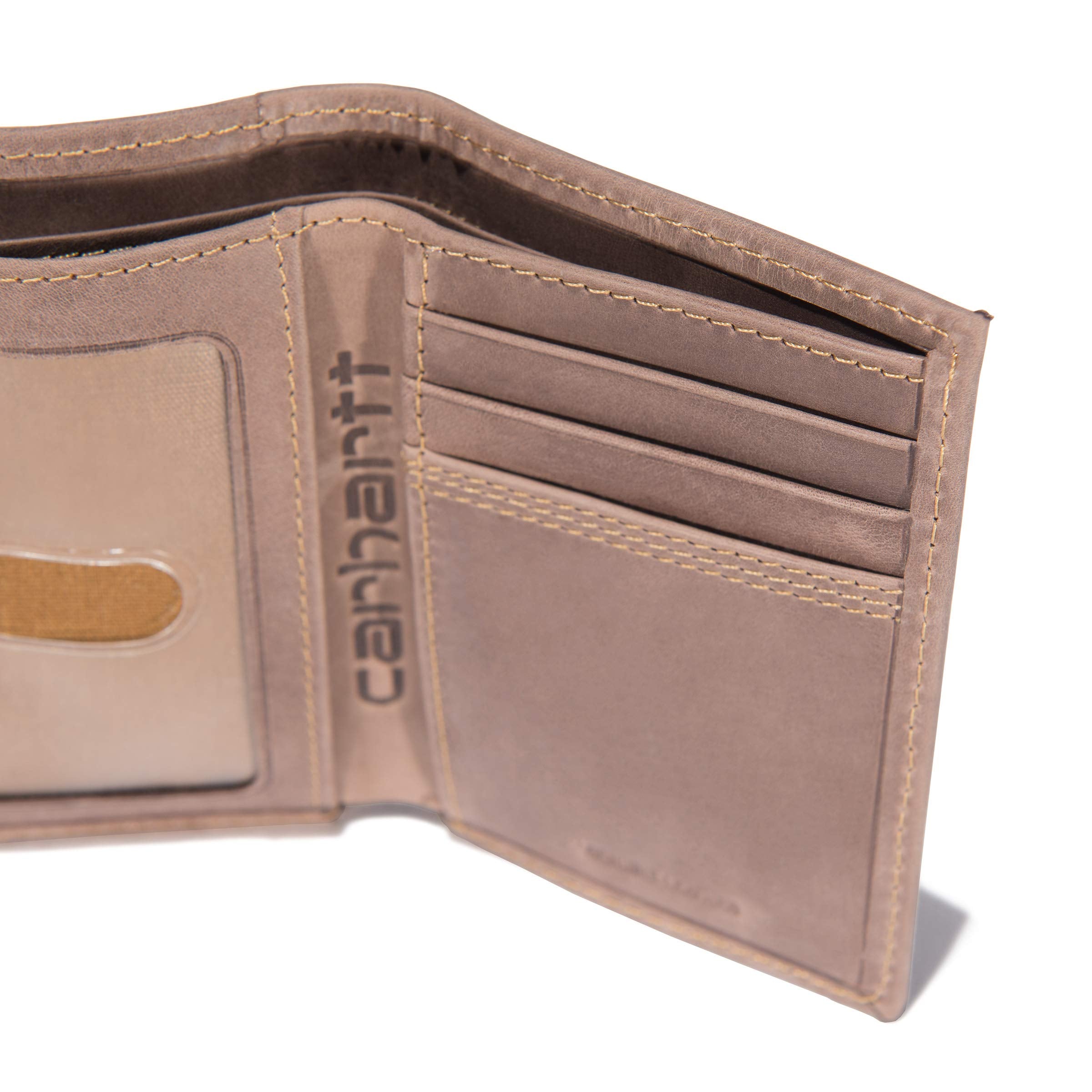 Carhartt Men's Rugged Leather Triple Stitch Wallet, Brown, One Size