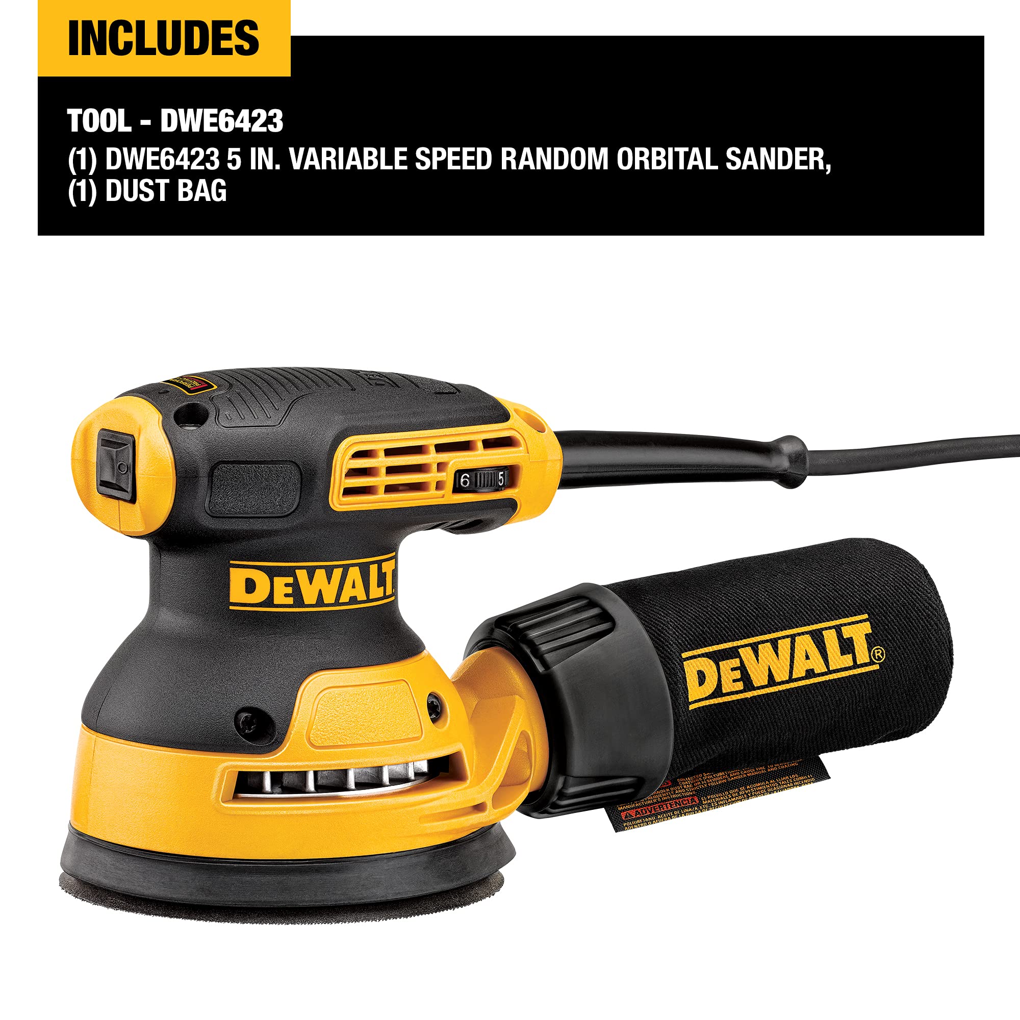 DEWALT Random Orbit Sander, Variable Speed, 5-Inch (DWE6423)