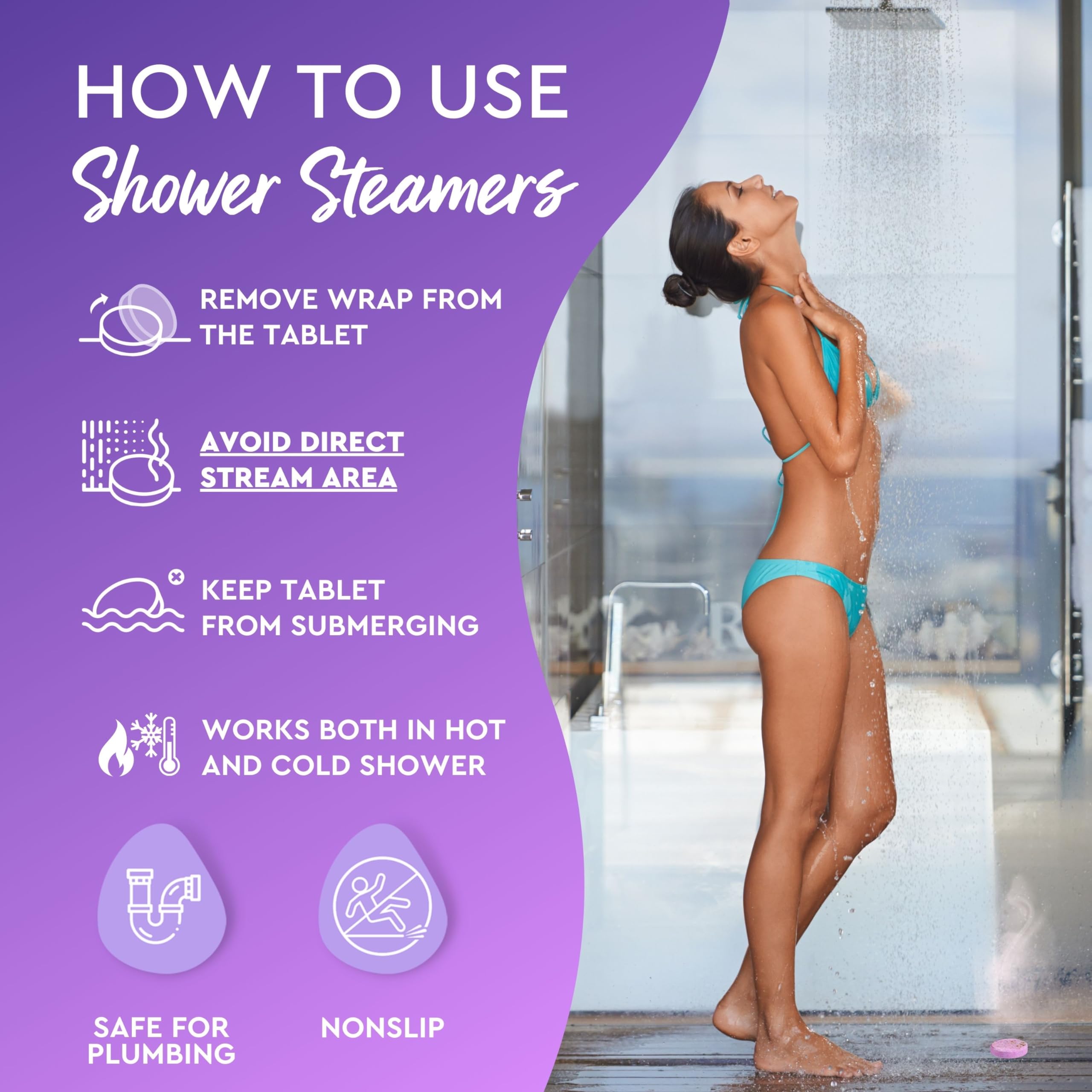 Cleverfy Shower Steamers Aromatherapy - Mothers Day Gifts for Mom from Daughter. Self Care Variety Pack of 6 Shower Bombs with Essential Oils. Purple Set