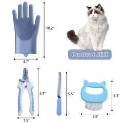 KlerRoem Cat Bathing Bag, Adjustable Anti-bite and Anti-Scratch Shower Mesh Grooming Bag for Pet Dogs, Includes Pet Nail Clipper, Nail File, Grooming Glove, and Cat Shell Comb