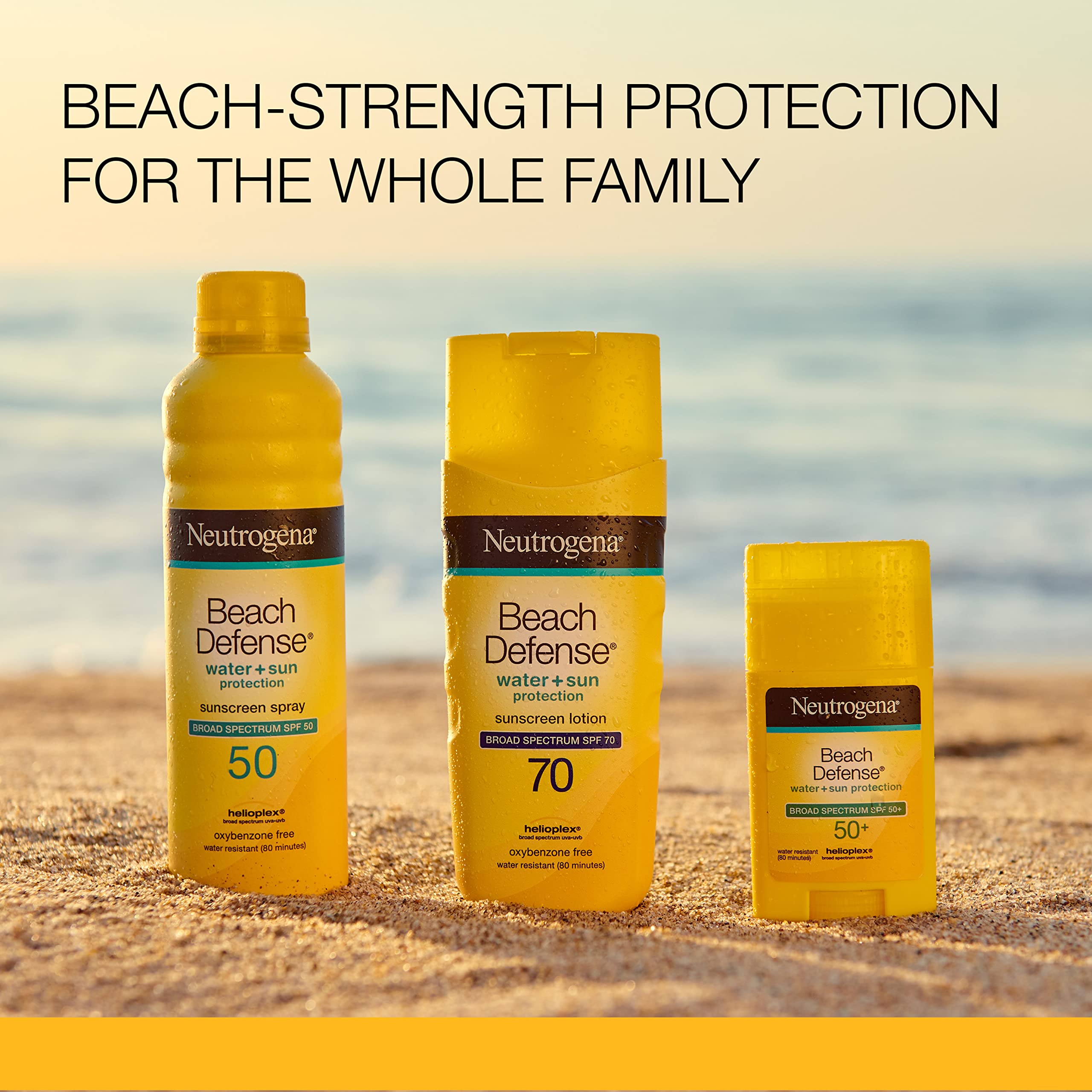 Neutrogena Beach Defense Water-Resistant Face & Body SPF 70 Sunscreen Lotion with Broad Spectrum UVA/UVB Protection, Oil-Free Fast-Absorbing Sunscreen Lotion, Oxybenzone-Free, 6.7 oz