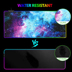 AIMSA RGB Gaming Mouse Pad Extended, Large Led Mousepads Non-Slip Rubber Base with 14 Lighting Modes, Computer Keyboard Mat Soft Desk pad Waterproof 35.4 x 15.8 inches, Galaxy Nebula Universe