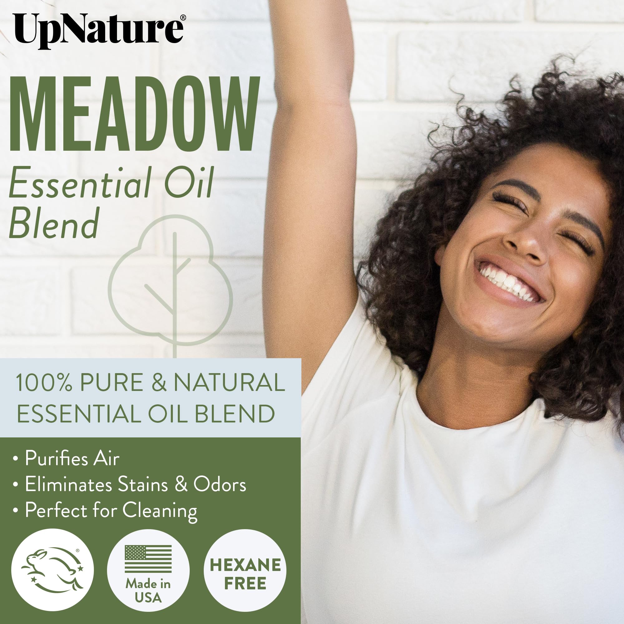 UpNature Meadow Essential Oil Blend - 2oz - Household All Purpose Cleaning Blend, Floral & Fresh Linen Essential Oil with Lavender Essential Oil, Ylang-Ylang Essential Oil & Eucalyptus Essential Oil