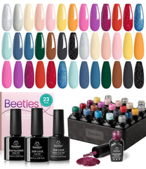 Beetles Gel Nail Polish Set 20 Colors Green Pink Sparkle Glitter Black Gel Polish with 3Pcs Base Top Coat Soak off Uv Spring Summer Nail Polish Manicure Kit Gifts for Women Girls