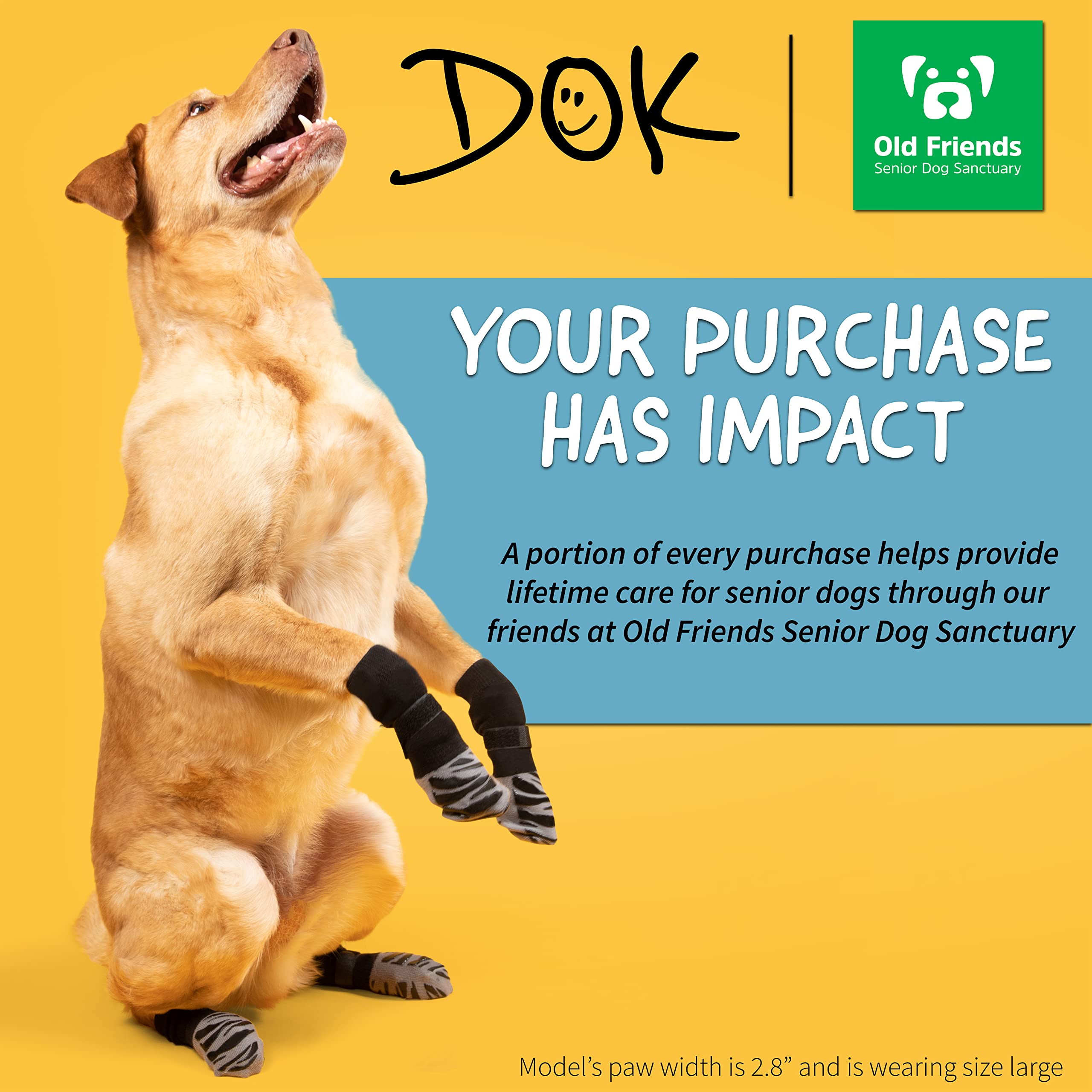 DOK TigerToes Premium Non-Slip Dog Socks for Hardwood Floors - Extra-Thick Grip That Works Even When Twisted - Prevents Licking, Slipping, and Great for Dog Paw Protection - Size Small