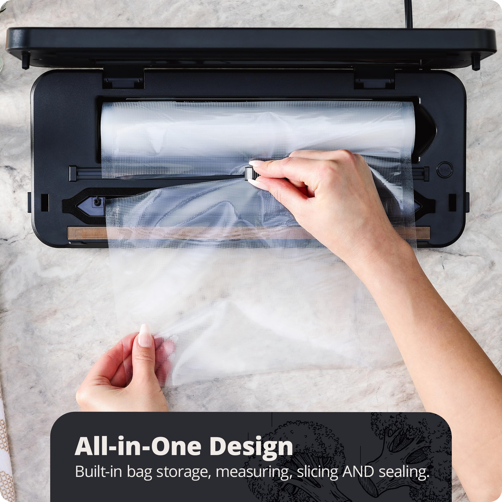 All-In-One Vacuum Sealer Kit - Start Sealing & Saving Today with a Powerful, Fast Sealer that comes with Sealer Bags and Accessories (Onyx Black)