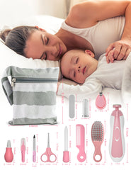 OTTOLIVES Baby Healthcare and Grooming Kit, Baby Electric Nail Trimmer Set Newborn Nursery Health Care Set for Newborn Infant Toddlers Baby Boys Girls Kids (Pink)