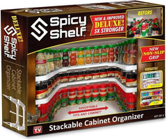Spicy Shelf Deluxe - Expandable Spice Rack and Stackable Cabinet & Pantry Organizer (1 Set of 2 Shelves) - As seen on TV Deluxe (Spicy Shelf Organizer) - Pantry Organization - Pantry Spice Organizer
