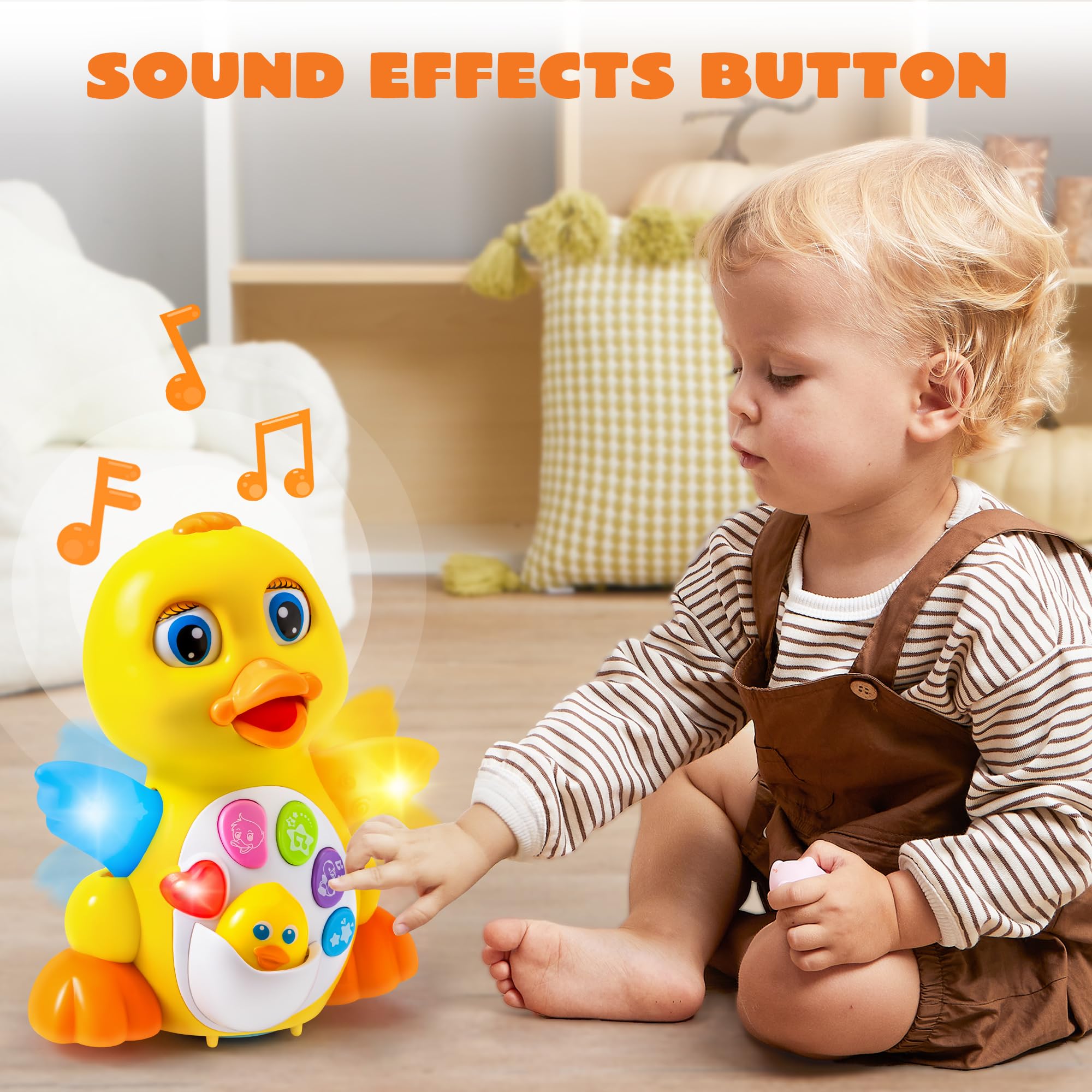 JOYIN Baby Toys Duck, Infant Musical Toys 6+ Months, Tummy Time Toys with Music & Lights, Light Up Learning Toys, Dancing Crawling Baby Toy, Baby Easter Basket Stuffers Gifts