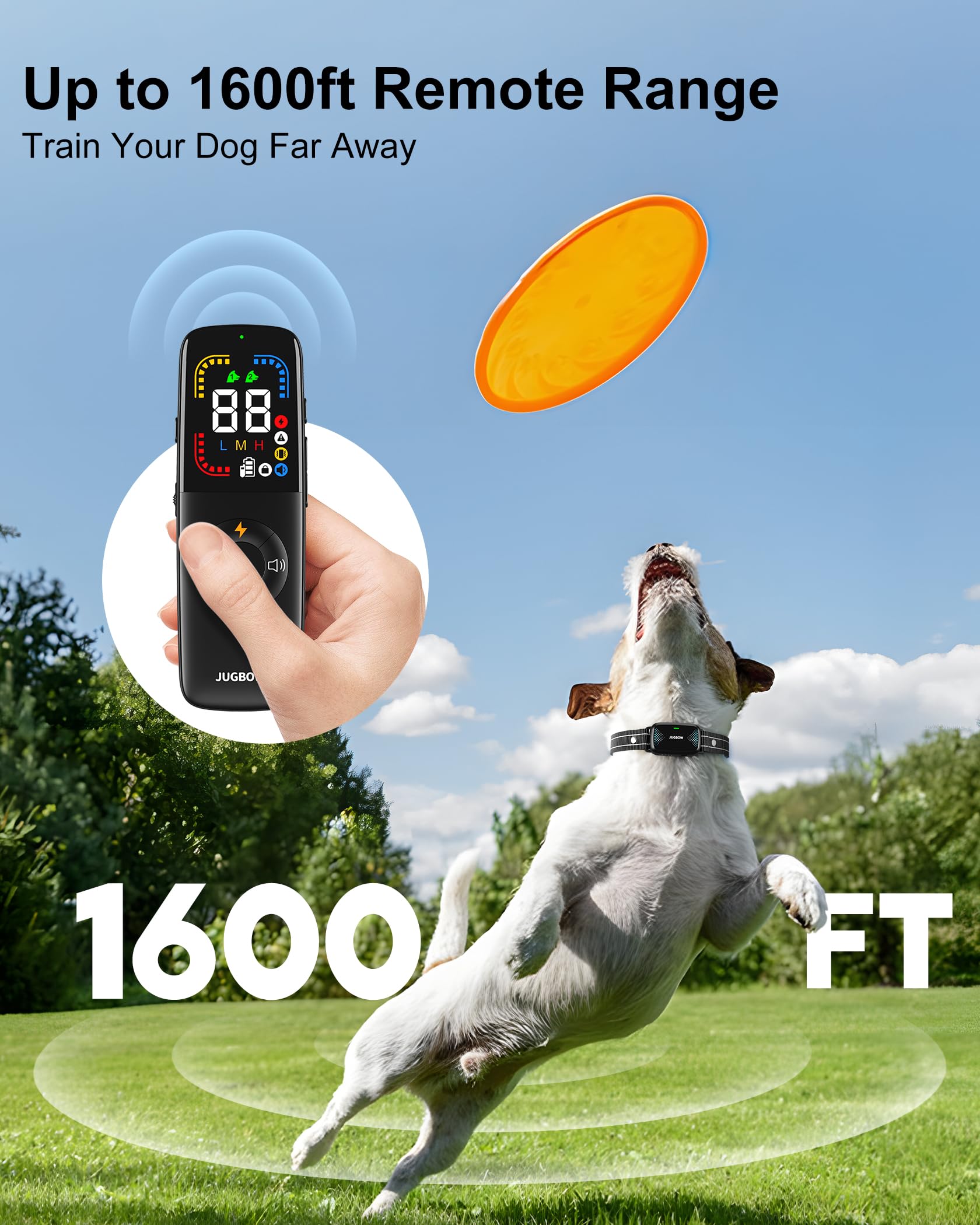 Dog Shock Collar - 1600FT Dog Training Collar with Remote Color Screen, IPX7 Waterproof Electric Collar with 4 Training Modes, Security Lock, Rechargeable e-Collar for All Breeds, Size