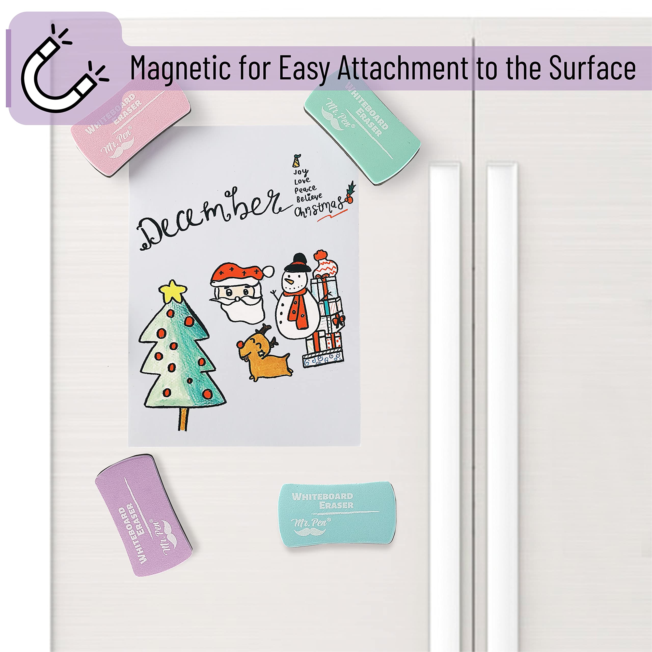 Mr. Pen- Magnetic Dry Erase Erasers, 8 Pack, Pastel Colors, Whiteboard Eraser, Dry Eraser, White Board Erasers Dry Erase, Dry Erase Board Eraser, Magnetic Whiteboard Eraser, Magnetic Dry Eraser