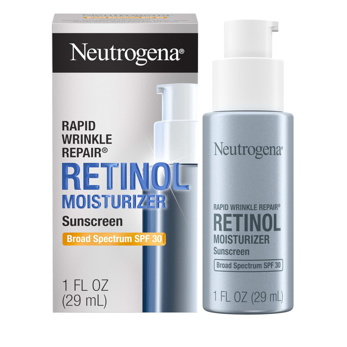 Neutrogena Retinol Face Moisturizer, Rapid Wrinkle Repair with SPF 30 Sunscreen, Daily Anti-Aging Face Cream with Retinol & Hyaluronic Acid to Fight Fine Lines, Wrinkles, & Dark Spots, 1 fl. oz