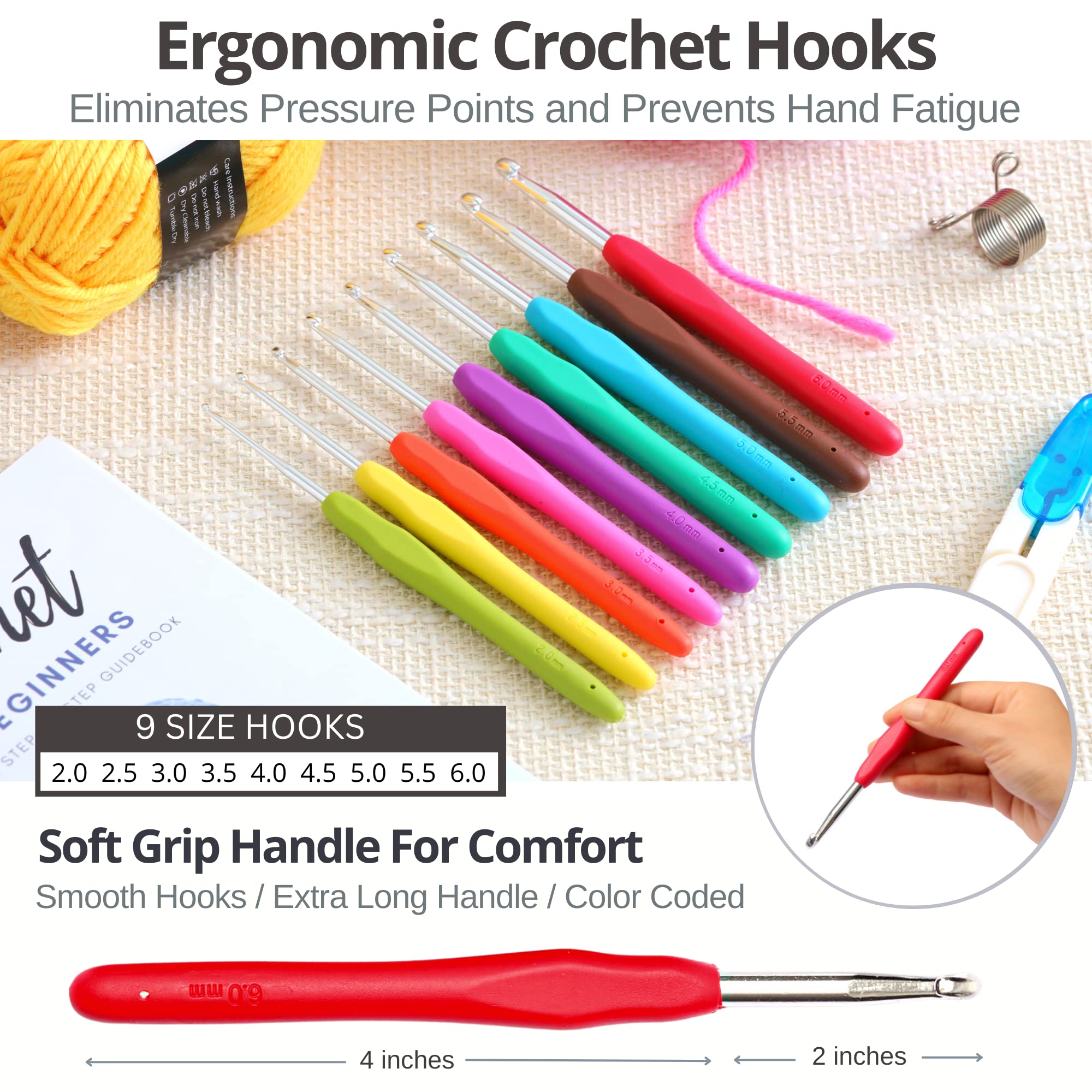 Crochet Kit for Beginners Adults and Kids - Make Amigurumi and other Crocheting Kit Projects - Beginner Crochet Kit Includes 20 Colors Crochet Yarn, Hooks, Book, Bag - Complete Crochet Starter Kit