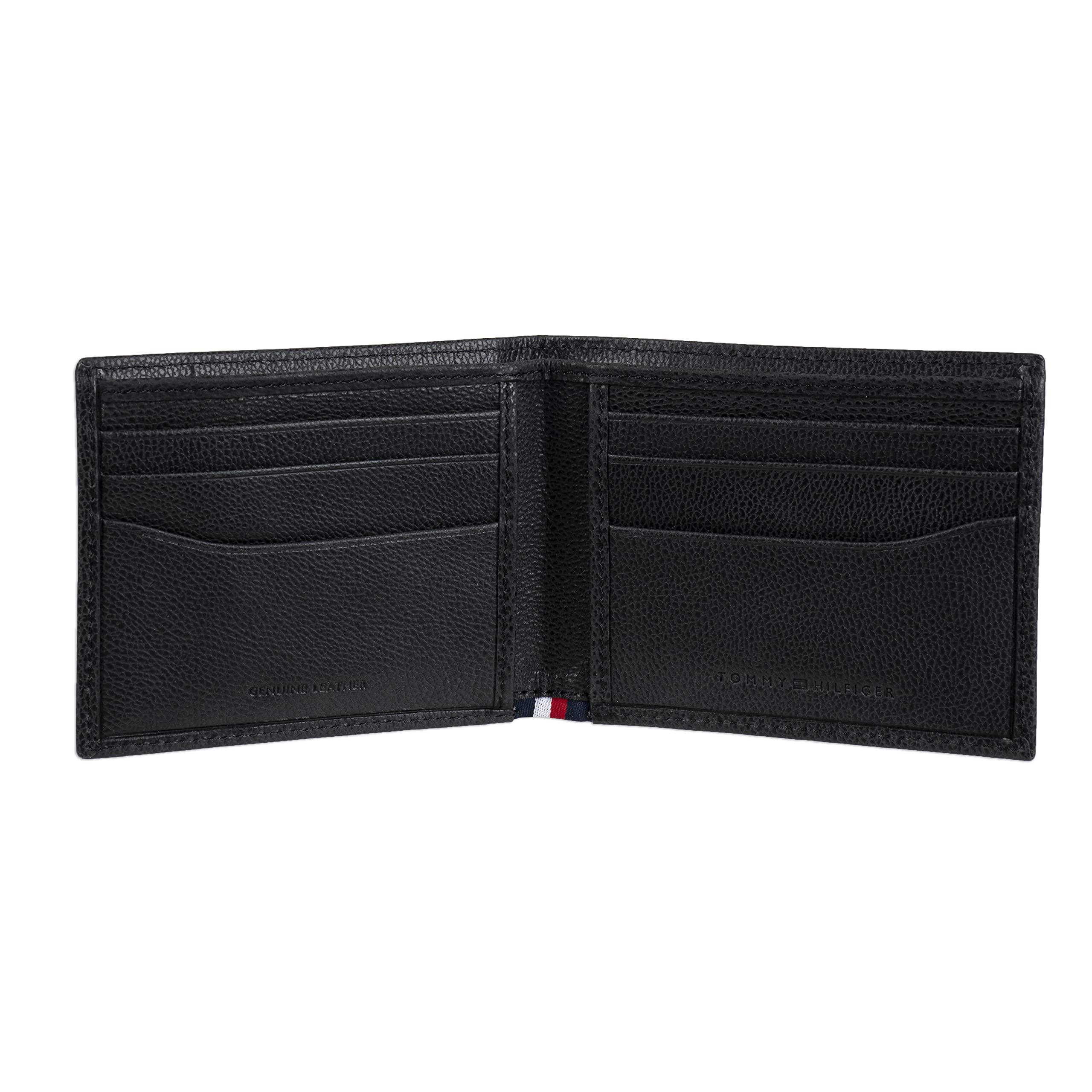 Tommy Hilfiger Men’s RFID Slim Bifold Wallet, Black Enamel Flag, One Size