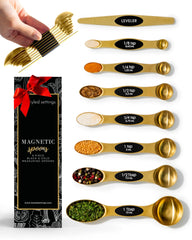 Magnetic Measuring Spoons Set - Stainless Steel Measuring Spoons - Magnetic Measuring Spoon Set, Gold Measuring Spoons Magnetic, Cute Measuring Spoons for Cooking & Baking