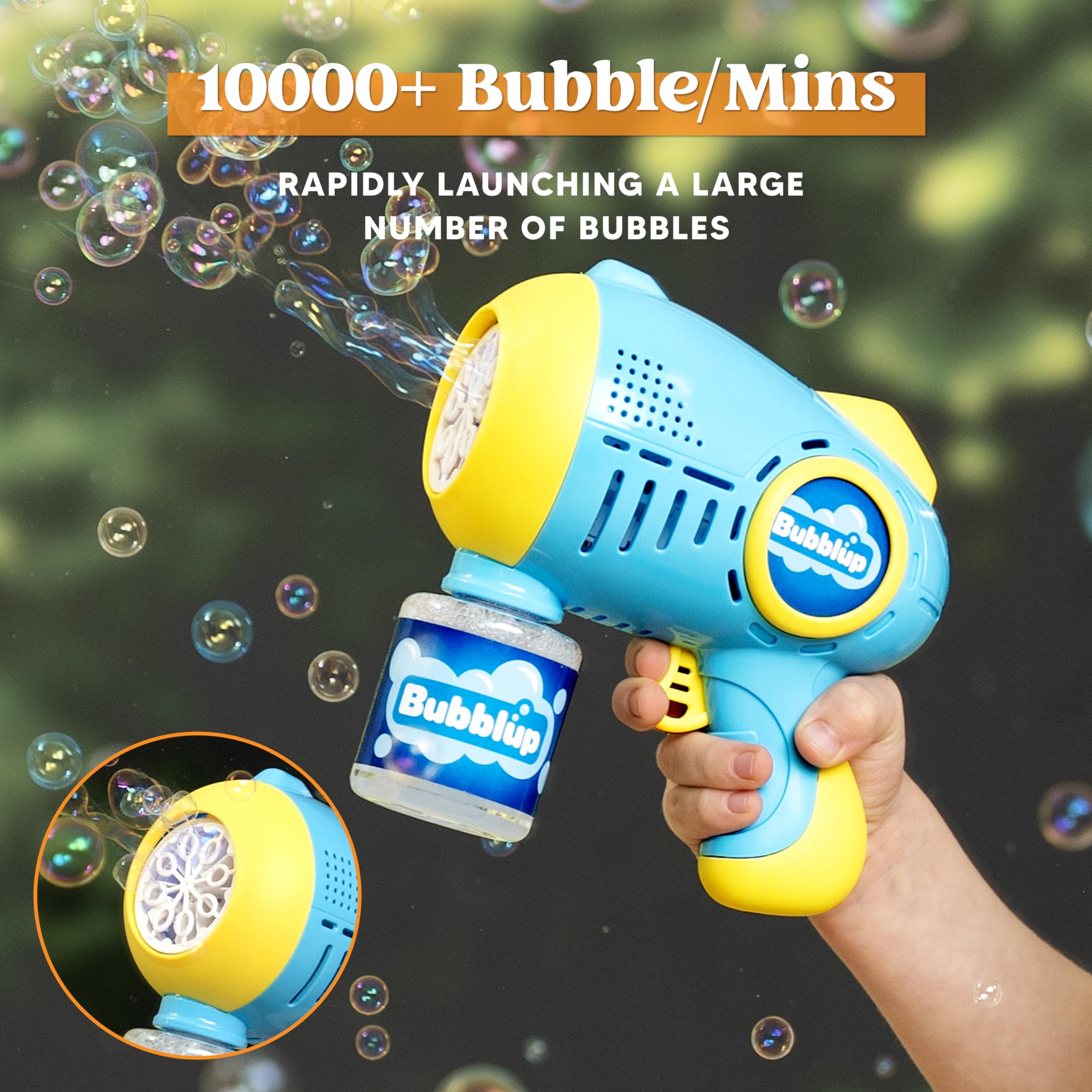 JOYIN 2 Packs Light Up Bubble Guns with 4 Bottles Bubble Refill Solution, 10 Holes Automatic Bubble Gun Machine for Kids, Adults, Summer Toys, Party Favors, Easter Basket Stuffers, Birthday Gift