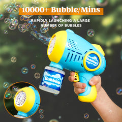 JOYIN 2 Packs Light Up Bubble Guns with 4 Bottles Bubble Refill Solution, 10 Holes Automatic Bubble Gun Machine for Kids, Adults, Summer Toys, Party Favors, Easter Basket Stuffers, Birthday Gift