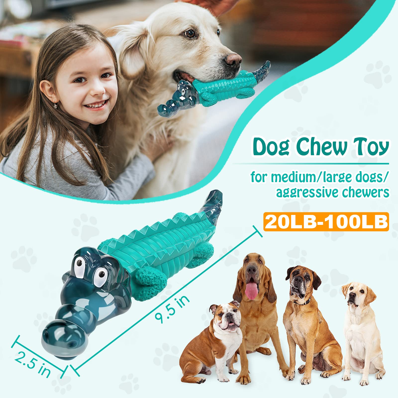Jeefome Dog Toys for Super Aggresive Chewers/Tough Dog Toys/Heavy Duty/Indestructible Toys for Large/Medium Dogs to Keep Them Busy