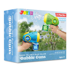 JOYIN 2 Packs Light Up Bubble Guns with 4 Bottles Bubble Refill Solution, 10 Holes Automatic Bubble Gun Machine for Kids, Adults, Summer Toys, Party Favors, Easter Basket Stuffers, Birthday Gift