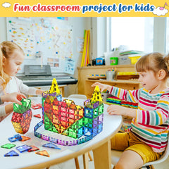 60 PCS Magnetic Building Tiles Kids Toys STEM Magnetic Blocks Sensory Toys Kids Games Magnet Building Toys for Boys and Girls Aged 3+, Kids Brain Development Preschool Kindergarten Toddler Toys