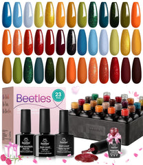 Beetles 20 Colors Gel Nail Polish Kit, Nail Gel Polish Red Yellow Orange Green Gel Polish Set with Glossy & Matte Gel Top Base Coat Soak Off Uv Gel Nail Lamp Gift for Women Gifts for Mom