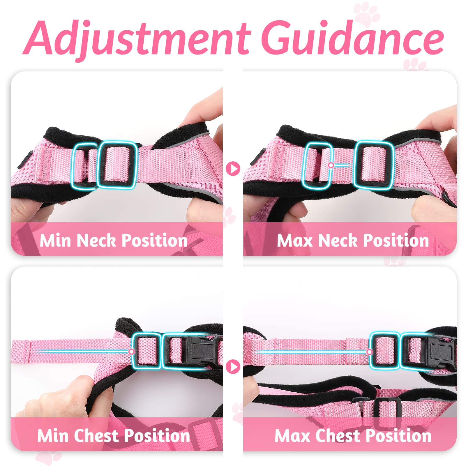 rabbitgoo Cat Harness and Leash for Walking, Escape Proof Soft Adjustable Vest Harnesses for Cats, Easy Control Breathable Reflective Strips Jacket, Pink, S