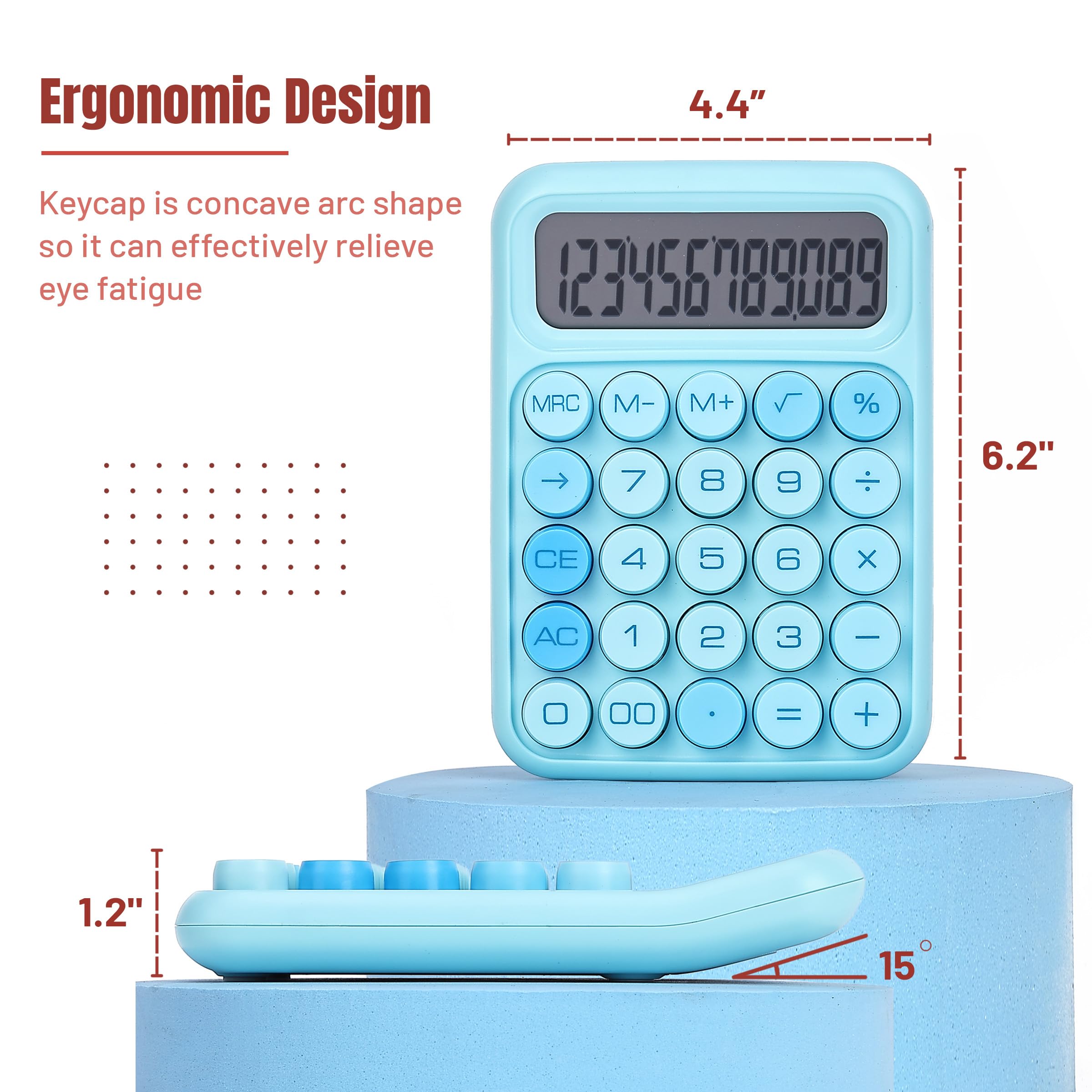 Mr. Pen- Mechanical Switch Calculator, 12 Digits, Large LCD Display, Blue Calculator Big Buttons, Mechanical Calculator, Calculators Desktop Calculator, Cute Calculator, Aesthetic Calculator Blue