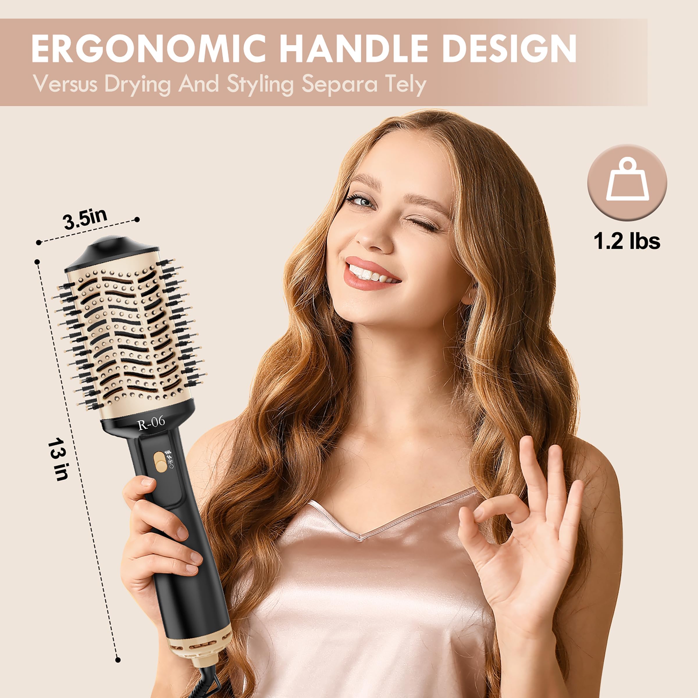 Lopeie Hair Dryer Brush Blow Dryer Brush in One, 4 in 1 Hair Dryer and Styler Volumizer with Oval Barrel, Professional Salon Hot Air Brush for All Hair Types