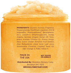 Brooklyn Botany Peach Bellini Honey Sugar Scrub for Body 20 oz – Deeply Hydrating and Gently Exfoliating Body Scrub for Women and Men – Moisturizing and Nourishing the Skin