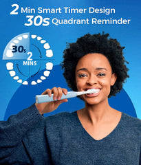 TEETHEORY Electric Toothbrush for Adults with 8 𝐁𝐫𝐮𝐬𝐡 𝐇𝐞𝐚𝐝𝐬, Sonic Electric Toothbrush with 40000 VPM Deep Clean 5 Modes, Rechargeable Toothbrushes Fast Charge 4 Hours Last 30 Days