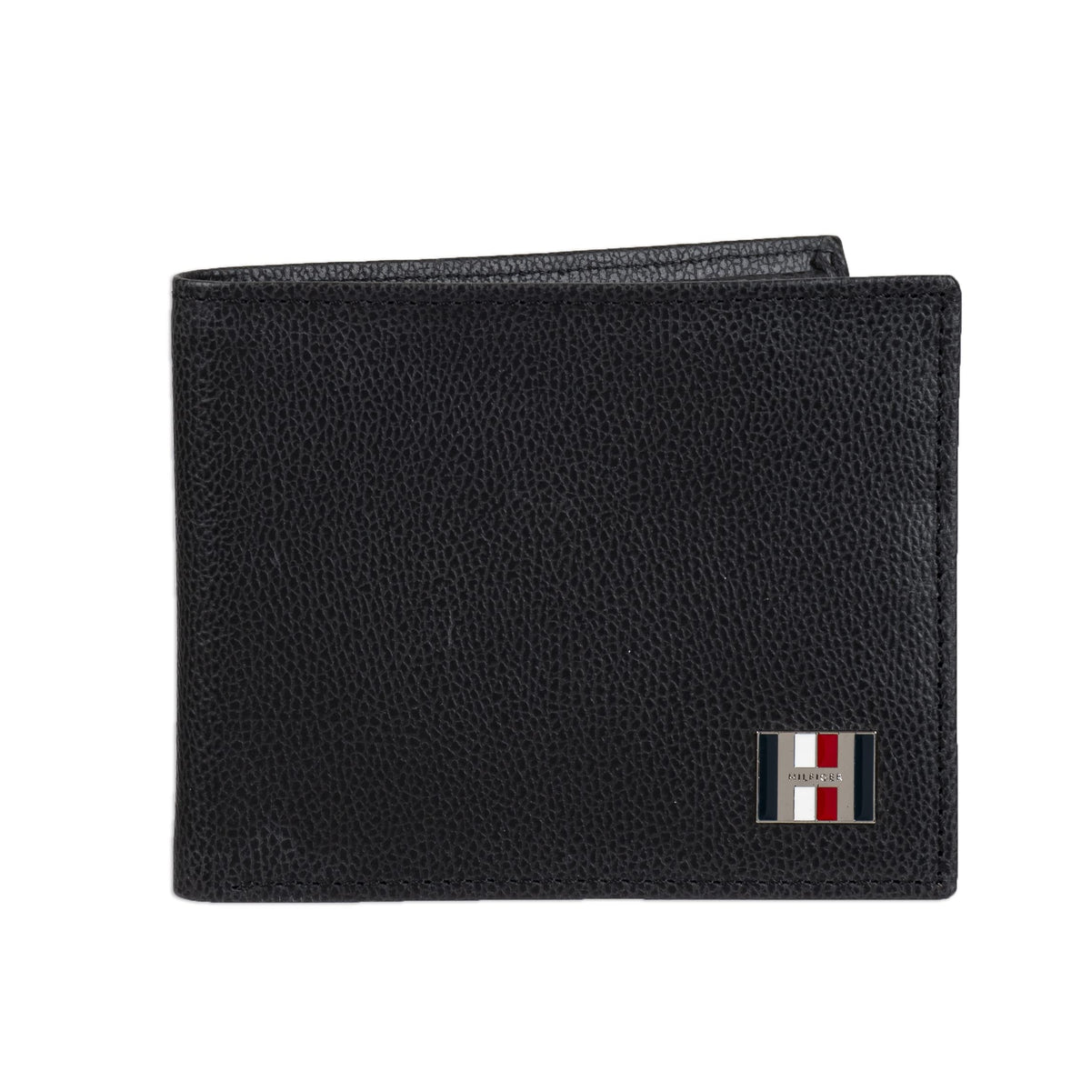 Tommy Hilfiger Men’s RFID Slim Bifold Wallet, Black Enamel Flag, One Size