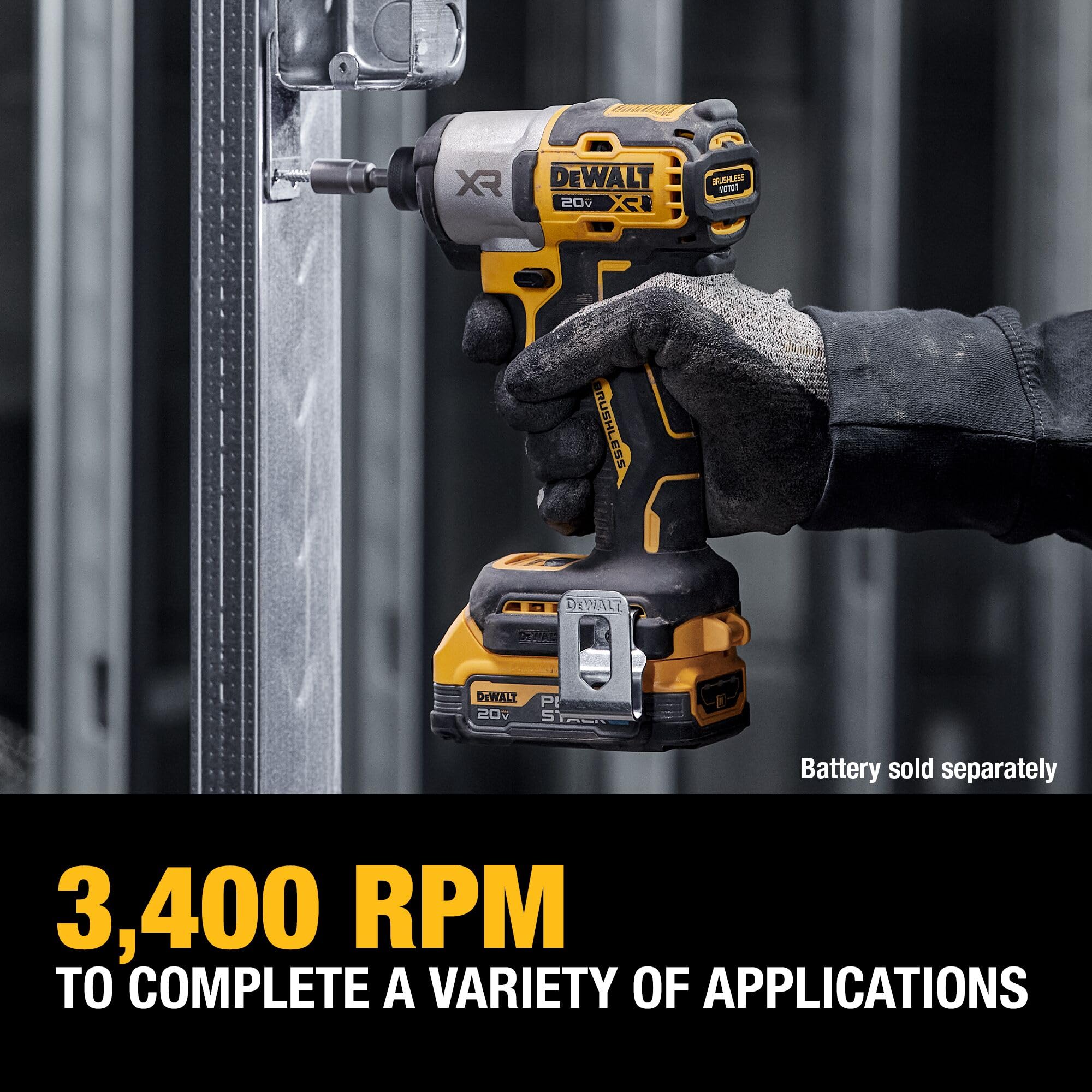 DEWALT 20V MAX XR Impact Driver, Brushless, 1/4", 3-Speed, Bare Tool Only (DCF845B)