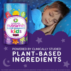 NUTRAMIN Kids Sleep Gummy - Sugar-Free & Vegan - 100% Natural Sleeping Aid with Melatonin Sleep Gummies for Kids - Hypoallergenic, Halal, Kosher, Non GMO - Dark Cherry - 90 Count