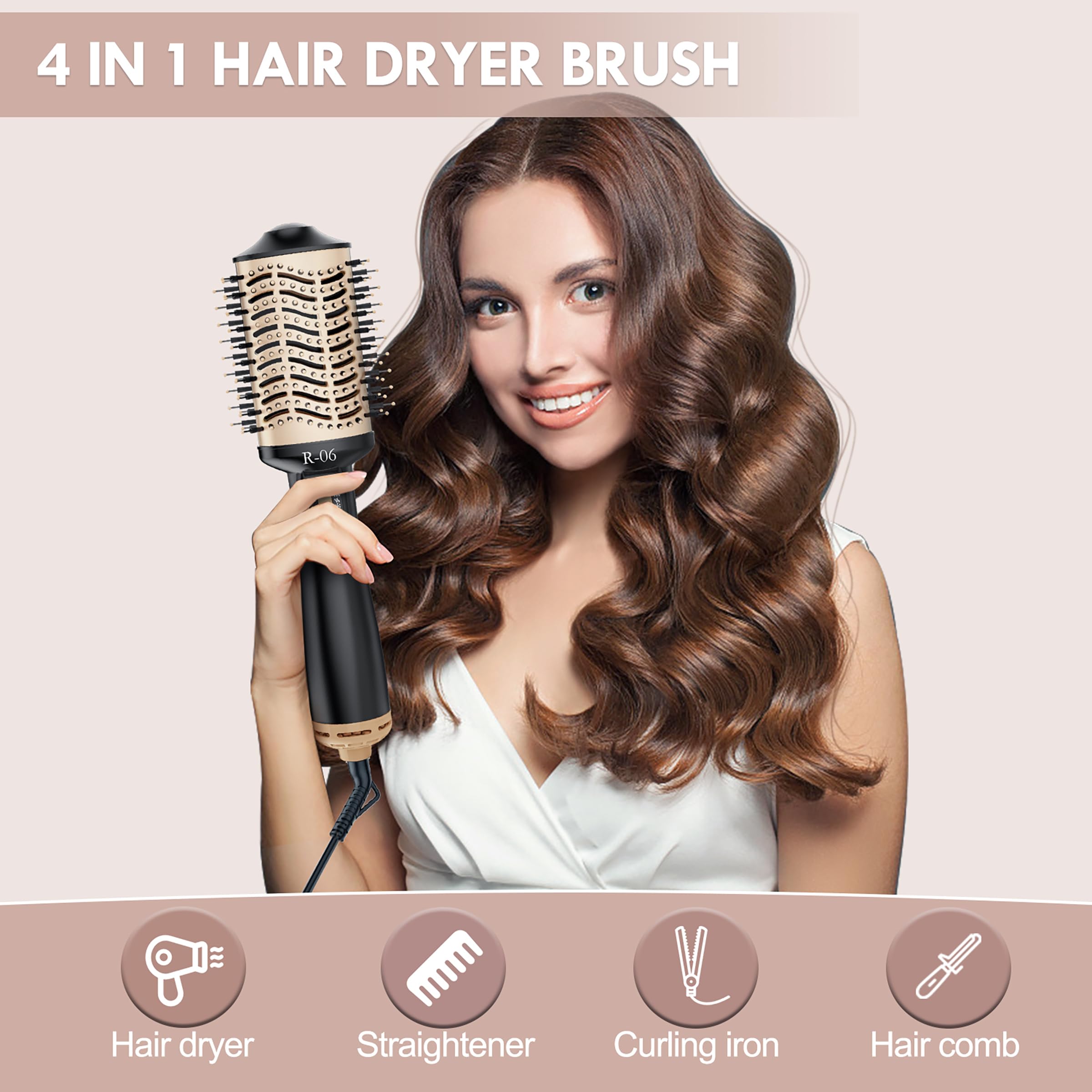 Lopeie Hair Dryer Brush Blow Dryer Brush in One, 4 in 1 Hair Dryer and Styler Volumizer with Oval Barrel, Professional Salon Hot Air Brush for All Hair Types