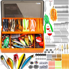 PLUSINNO 404 PCS Fishing Lures, Upgrade XL Fishing Tackle Box with Tackle Included, Crankbaits, Hooks, Weights, Other Accessories, Fishing Lure Bait Gear Equipment Kit Gift for Men Freshwater Bass