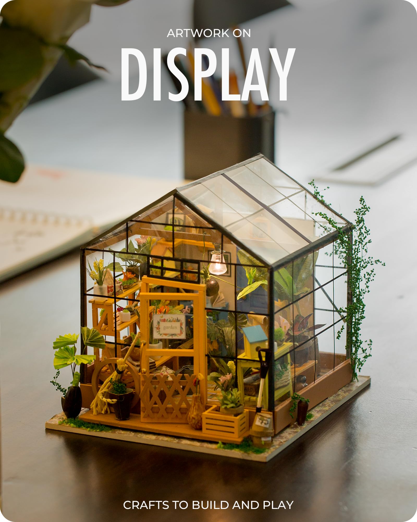 Rolife DIY Miniature House Kit Greenhouse, Tiny for Adults to Build, Mini House Making Kit with Furnitures, Halloween/Christmas Decorations/Gifts for Family and Friends (Cathy's Greenhouse)