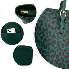 Montana West purses for women's purses and handbags 3pcs Handbag womens purse and wallet set big medium crossbody green purse Leopard Print gifts carteras para mujer leather tote MWC3-G055TQ