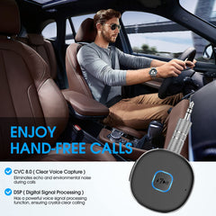 Bluetooth Aux Receiver, Portable 3.5mm Aux Car Adapter, Bluetooth 5.0 Wireless Audio Receiver for Car/Home Stereo/Wired Headphones/Speaker, 16H Battery Life